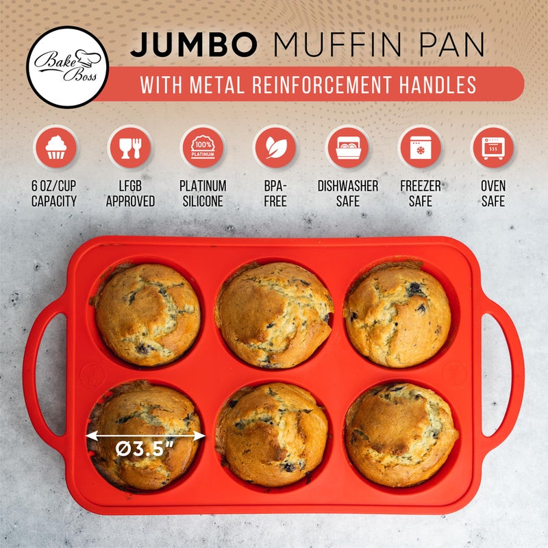 BAKE BOSS Silicone Jumbo Muffin Pan 6 Cupâ€“Non-Stick Cupcake Pans for Baking, Heavy-Duty Large Silicone Muffin Pans for Baking, BPA-Free, Easy-Release, Oven & Dishwasher Safe - Image 3
